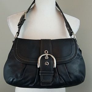 COACH SOHO PLEATED LEATHER BUCKLE SHOULDER BAG